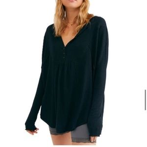 Free People Black Thermal Top